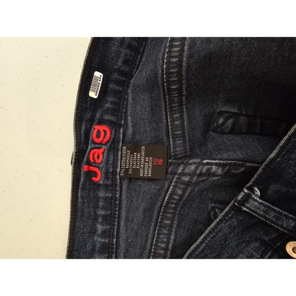 Jag Women's Blue Dark Wash high Rise Casual Belt Loop Cotton Jean Size 16 - Picture 5 of 5